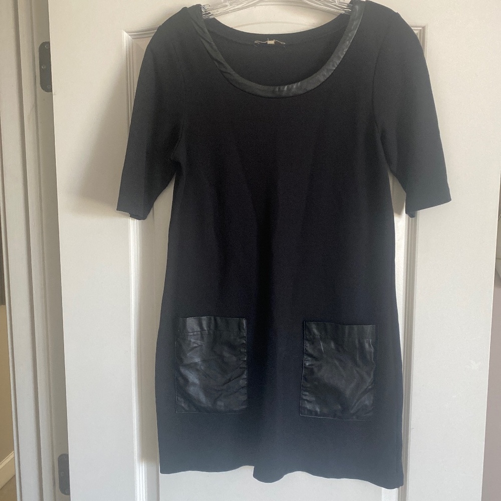 Black tunic with faux leather accents